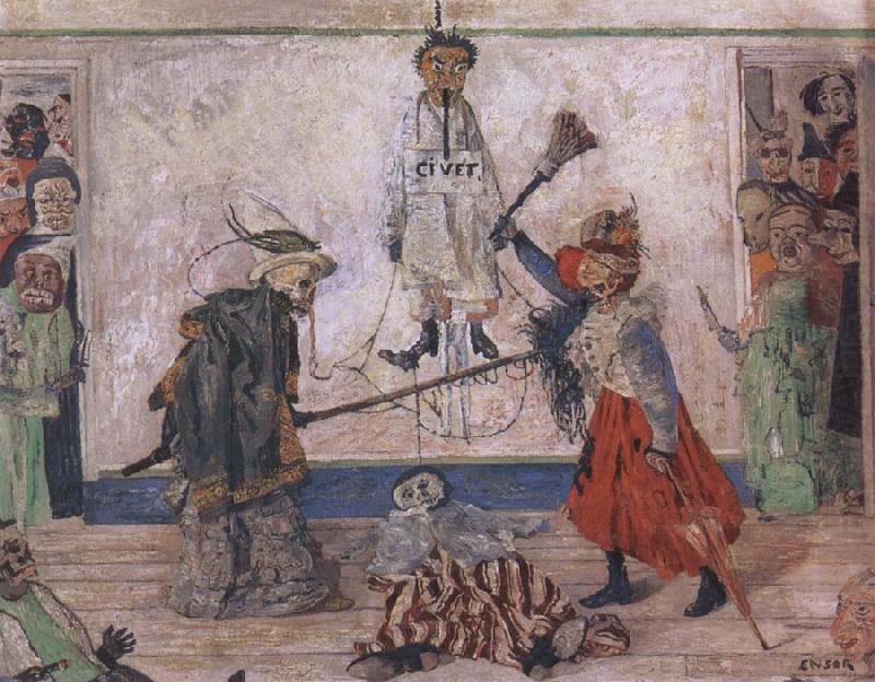 James Ensor Skeletons Fighting over a Hanged Man china oil painting image